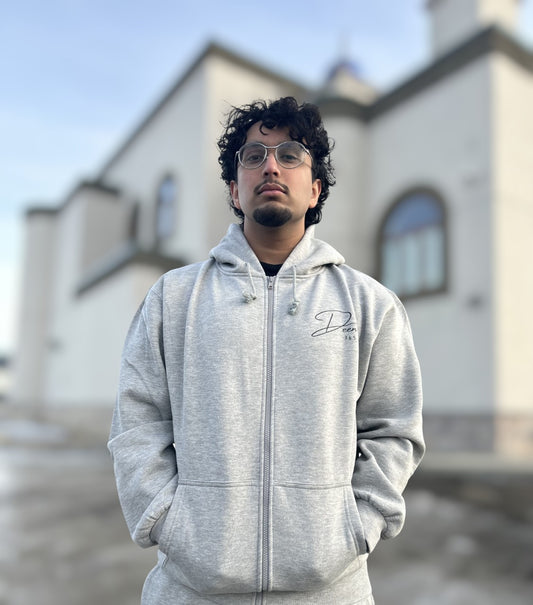 Loose Fit Zip Islamic Hoodie Grey
